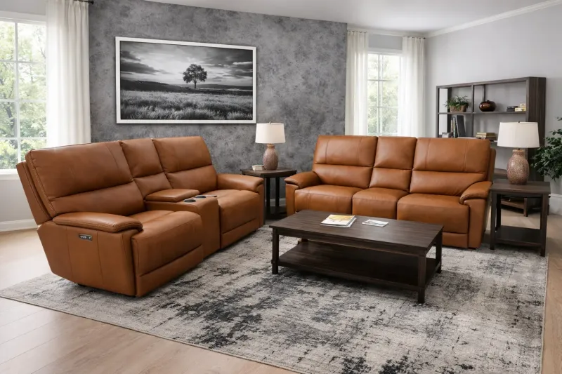 Mustang Leather Reclining Sofa Set